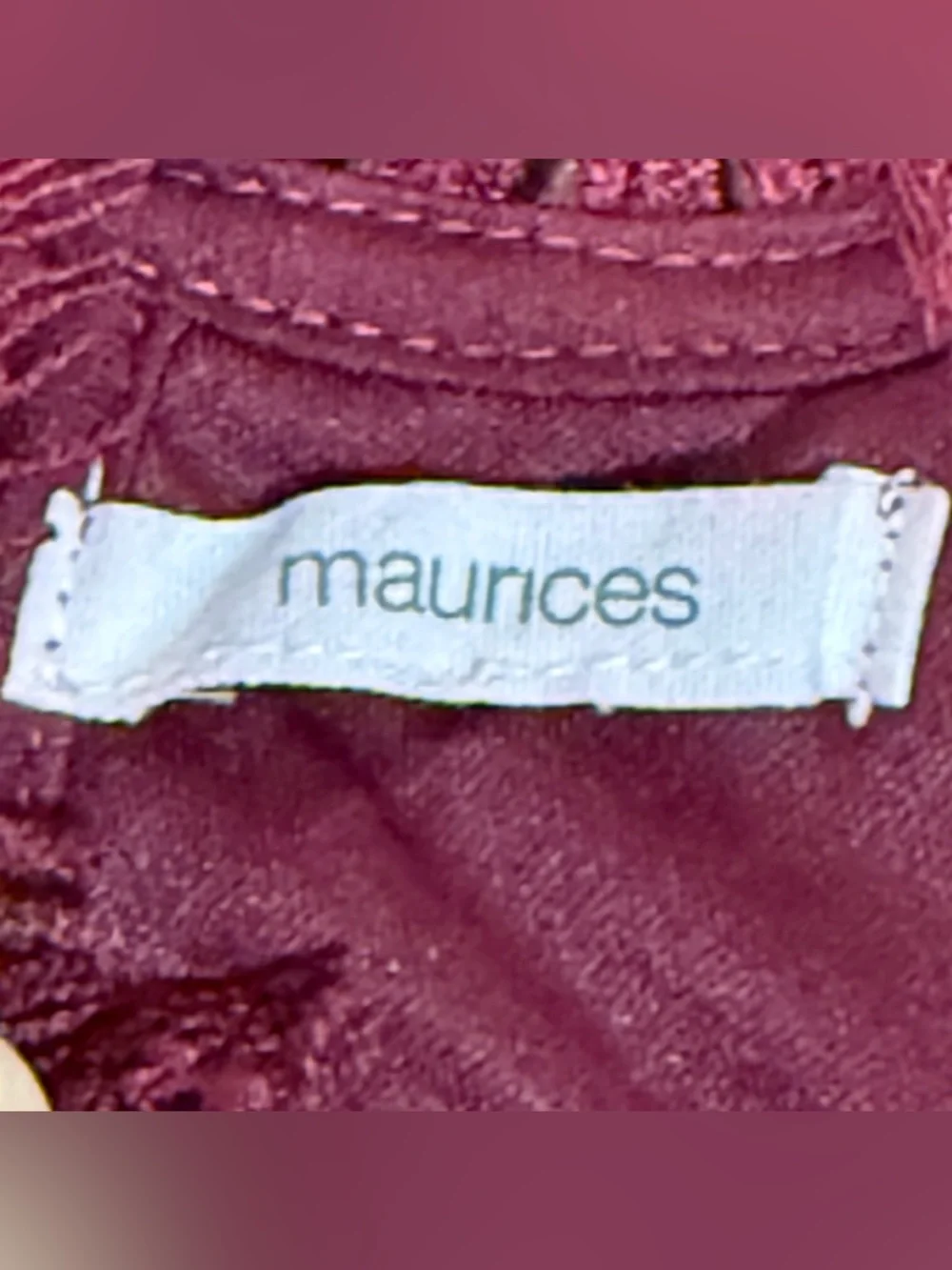 Women’s Burgundy Lace High Neck Blouse Maurice’s Size M